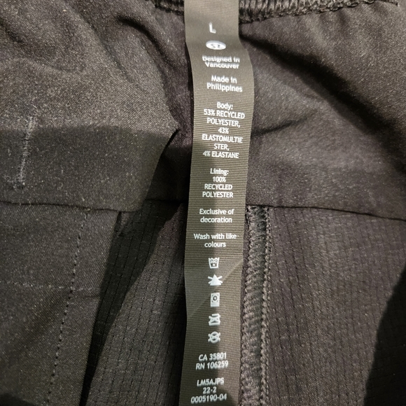 Men's Lululemon Black ABC WovenAir Pants Size L- NWOT - Picture 3 of 6
